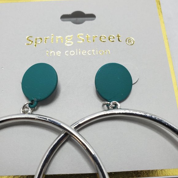 Nordstrom silver hoop earring with green polymer clay - Picture 4 of 5